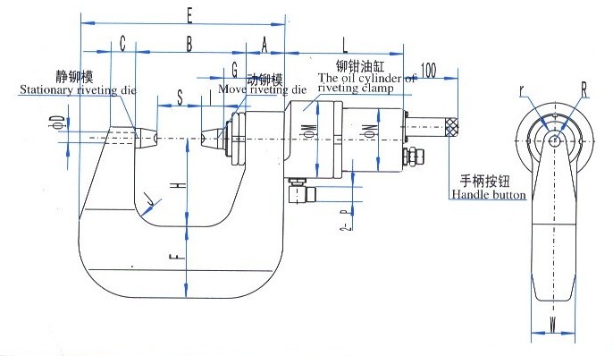 鉚接機鉚鉗尺寸